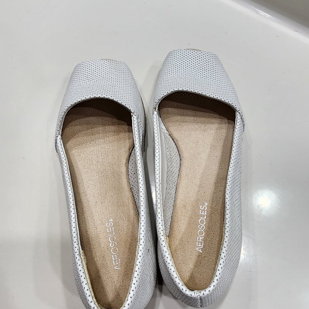 white Leather peep toe shoe - Picture 3 of 8